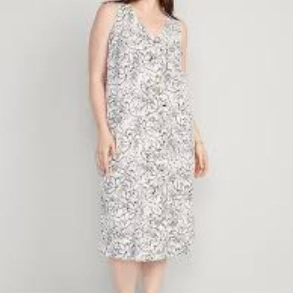 Old Navy Sleeveless Button-Front Linen-Blend Midi Shift Dress Size XXL - Picture 12 of 12